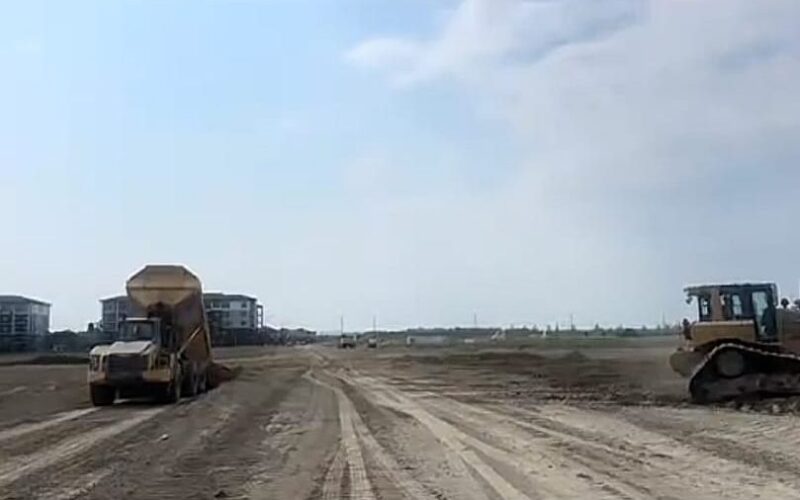 Haul truck and dozer at work